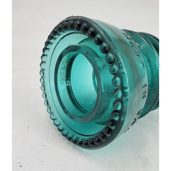 CD 154 Hemingray 42 Hemi Aqua Antique Glass Telegraph Insulator ROUND - Picture 2 of 6